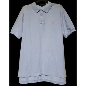 Mens RALPH LAUREN - Size XL - Short Slv Polo Shirt - Light Blue, Pink Pony